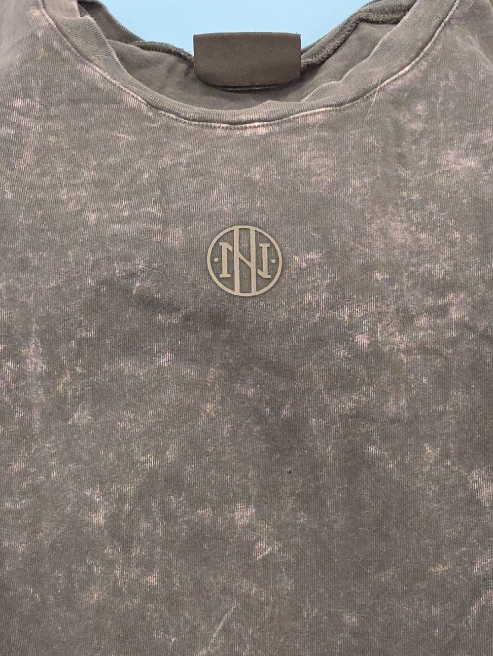 Men's Ninth Hall Fundamentals M Distressed Washed Black Purple Crewneck Shirt!